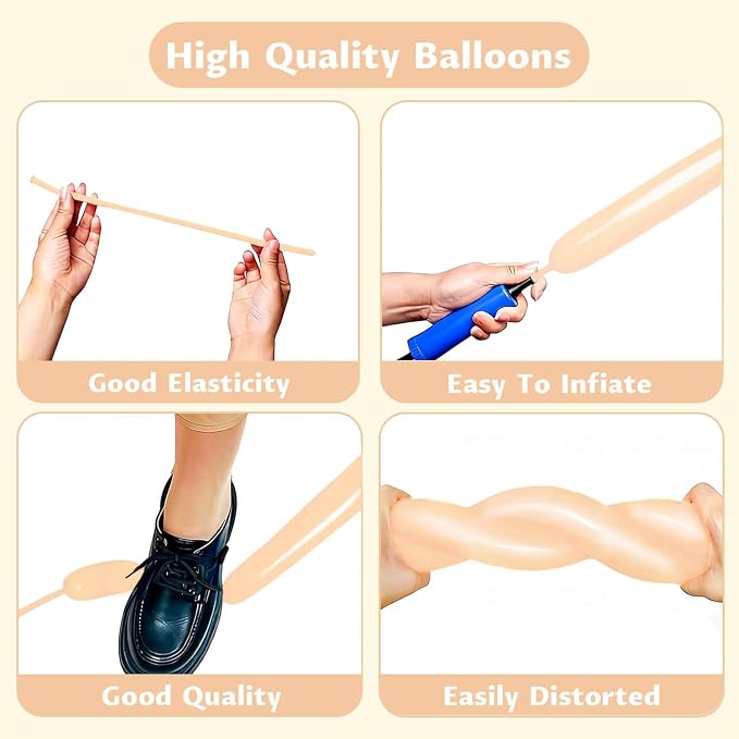 260 Nude Long Balloons for Balloon Garland Thickening Skinny Latex Twisting - Image 4