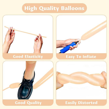 260 Nude Long Balloons for Balloon Garland Thickening Skinny Latex Twisting - Image 4