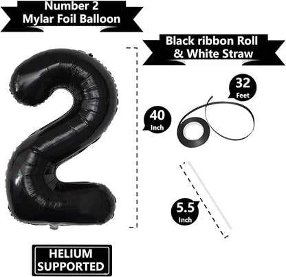 Number Balloons Black Party Balloon - Image 3
