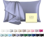 Natural Mulberry Silk Pillowcase for Hair and Skin Standard Size 20"X 26" with Hidden Zipper Soft Breathable Smooth Cooling Pillow Covers for Sleeping(Grayish Blue,1Pcs)