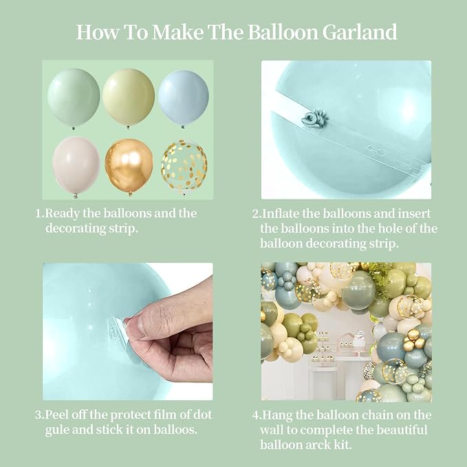 Dusty Green Blue Balloon Arch Kit - Image 5