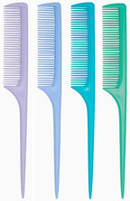 4 Pcs Rattail Combs for Women -Fine Tooth Styling Comb with Ergonomic Handle, Anti-Static Heat-Resistant Professional Hair Parting Tools for Smooth Detangling, Updos & Salon-Perfect Hairstyles.