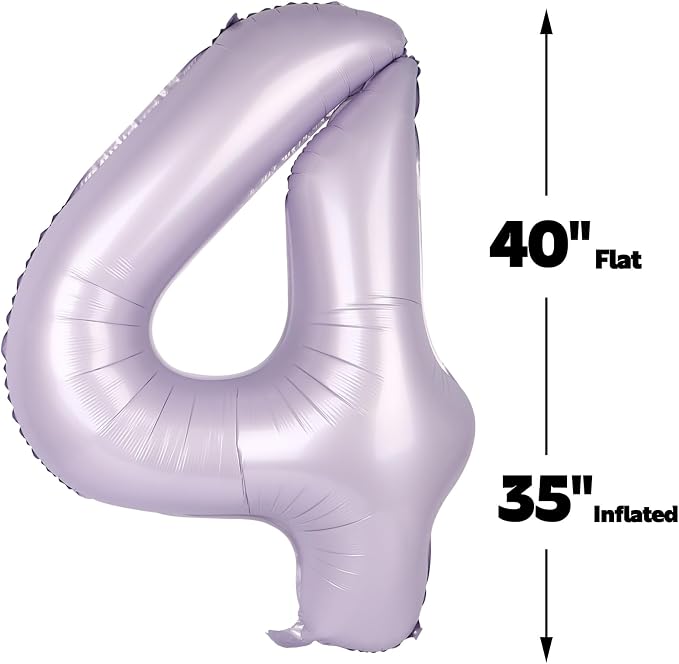 Lilac Number 4 Balloon 40 inch, Lavender Birthday Party Balloons Decorations | - Image 3