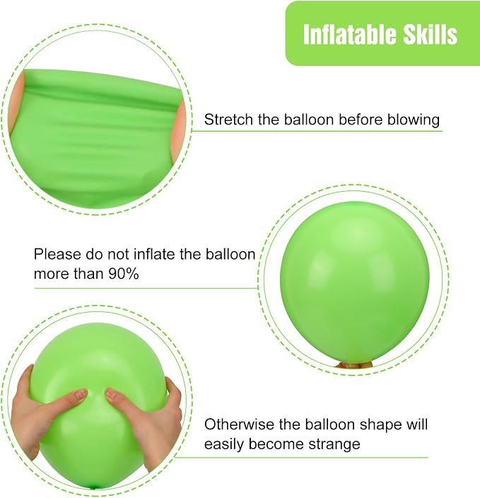 RUBFAC Lime Green Balloons 65pcs, 12 Inch Light Fruit Neon Green Party Balloon - Image 4