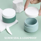 ME.FAN Travel Containers for Toiletries, TSA Approved 1.5 oz Silicone Cream Jars, Leak-proof Journey Containers, Trip Accessories with Lid for Cosmetic Face Hand 4 Pack White Lid - Blue