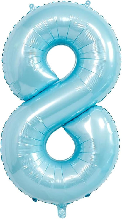 40 Inch Light Blue Number 8 Balloon | 8 Birthday Balloon by GLASNES