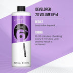 MOEHAIR Hair Color Developer 6% Hydrogen Peroxide | 20 Volume Cream Developer for Hair Coloring and Bleaching | Suitable for Covering Grays | Salon-Grade | Paraben-Free - 32 Fl. Oz (Pack of 2)