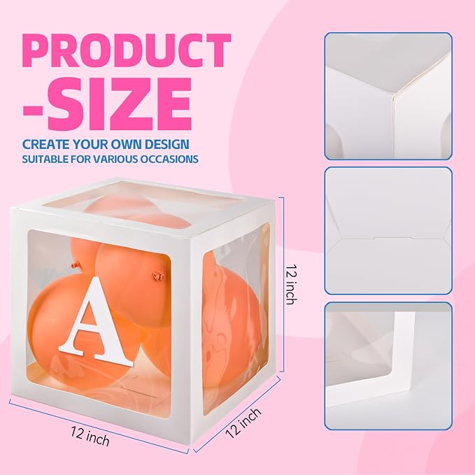 Baby Boxes for Baby Shower White Clear Balloon Box Blocks Gender Reveal - Image 3