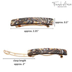 French Amie Small 2 1/4 inch Celluloid Handmade Hair Barrette No Slip Grip Durable Styling Women Hair Accessories Hair Clip for Girls, Made in France(Onyx Silver Grey)
