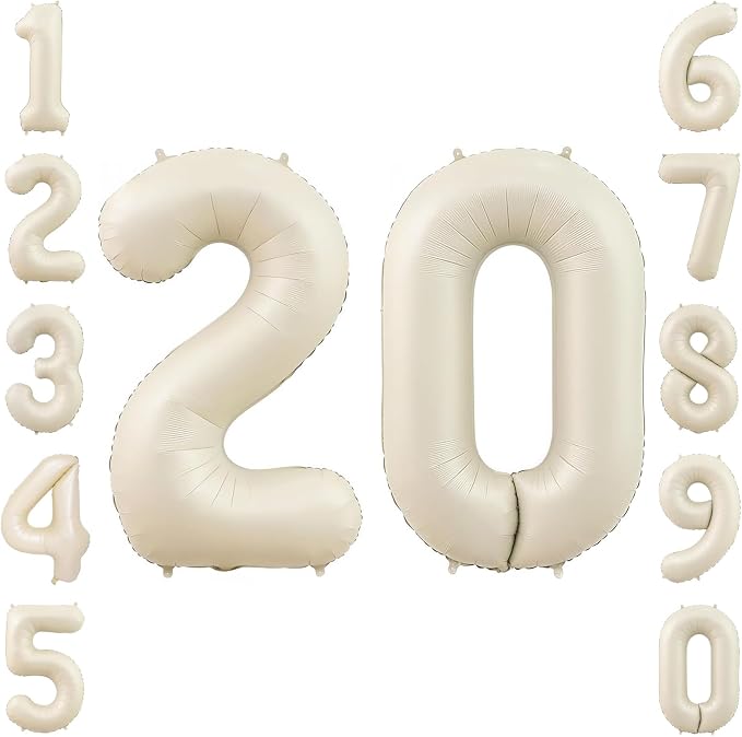 Cream Number 20 Balloon 40 Inch, Foil Numeral by Unknown