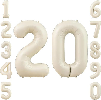 Cream Number 20 Balloon 40 Inch, Foil Numeral by Unknown