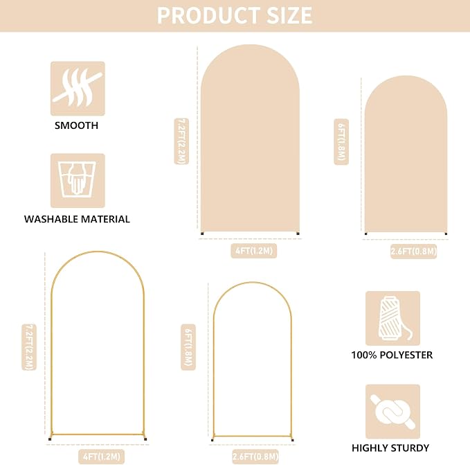 2 Pack Arch Backdrop Stand and Cover Set, Balloon Arch Stand | Metal Background - Image 4