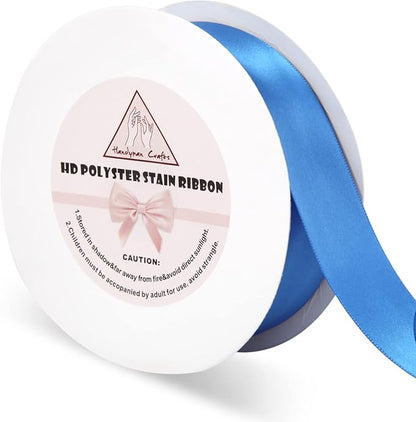 Blue Satin Ribbon for Gift Warping, 1.5inch 50 Yards Solid Polyester Fabric by HandymanCrafts