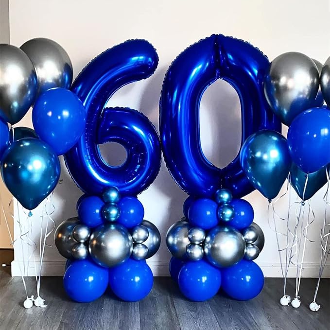 Navy Blue 60 Balloon Numbers, 40 Inch Dark Blue 60 Birthday Balloons Large Foil - Image 3