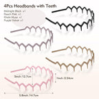 Zig Zag Headbands - 4Pcs Non Slip Comb Headband with Teeth for Women Classic Wavy Claw Headband for Men‘s Women's Hair Fashion Hair Accessories