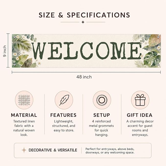 Welcome Banner Decorations for Home, Hanging Banner Wall Decor, Farmhouse Home - Image 6