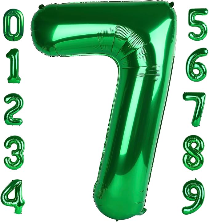 Number 7 Balloons 40 Inch for 7 17 Birthday Party Decorations, Dark Green | by Mluchee