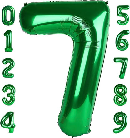 Number 7 Balloons 40 Inch for 7 17 Birthday Party Decorations, Dark Green | by Mluchee