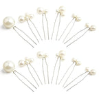 U Shaped Pearl Hair Pins for Wedding, Elegant Updo Hair Accessories for Bridal or Women, Set of 12 (Silver)