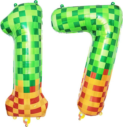 40 Inch Pixel Foil Number 17 Balloon by TNCDJKPA