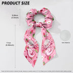 Pack Of 2 Axolotl Elastic Ribbon Hair Ties Floral Strawberry Long Ponytail Scrunchies for Curly Hair Stylish Scarf Scrunchy Womens No Damage Knotted Bow