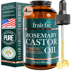 Live Fraiche Rosemary Castor Oil for Hair Growth 4 Ounce - Cold Pressed Castor Oil and Rosemary Oil for Damaged Hair to Reduce Hair Loss