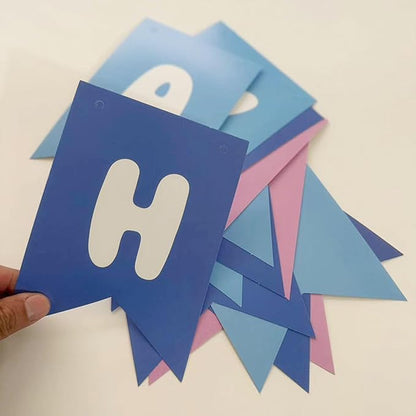 ZHENGYE Blue Pink Happy Birthday Banner - Image 4