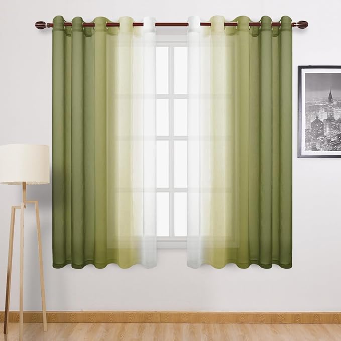 DWCN Ombre Faux Linen Sheer Curtains by DWCN