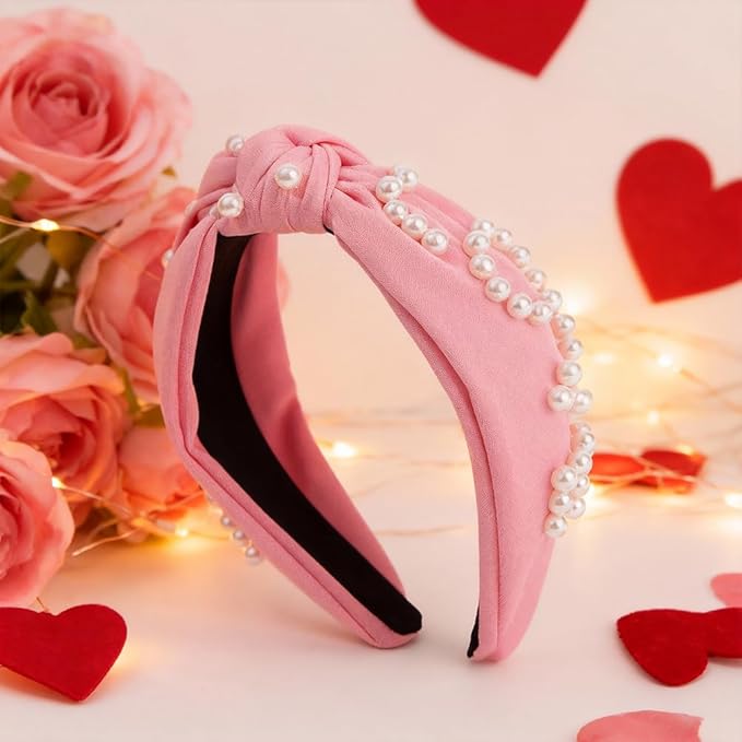 Headbands for Women,Non-slip Hair Accessories Wide Hair Band with Pearl Accessories for Valentine's Day Gift,Birthday,Party