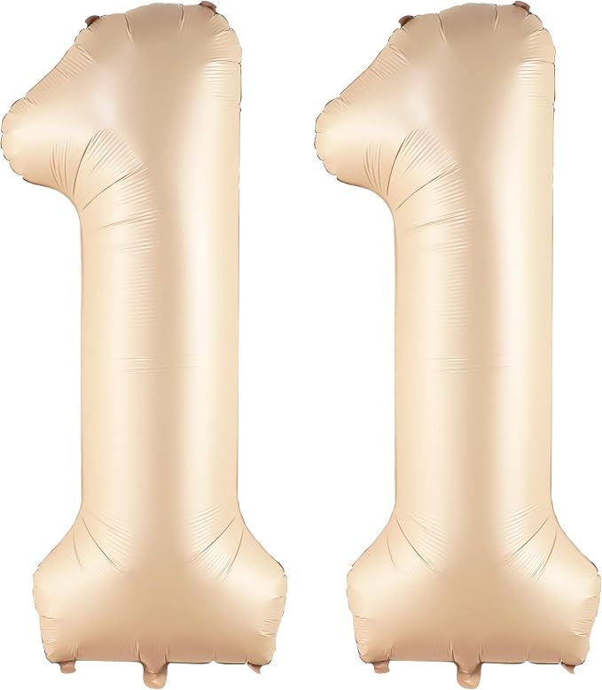 Katchon Caramel 11 Balloons Number 40 Inch | Retro Apricot Number 11 Balloons - Image 8