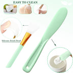 7Pcs Silicone Facial Mask Bowl DIY Face Mask Mixing Bowl for Home Salon Spa Face Skin Applicator Bowl, Green
