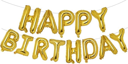PIGETALE Gold Happy Birthday Banner, 16 Inch Mylar Foil Letters Birthday Sign by welcomePIGETALE
