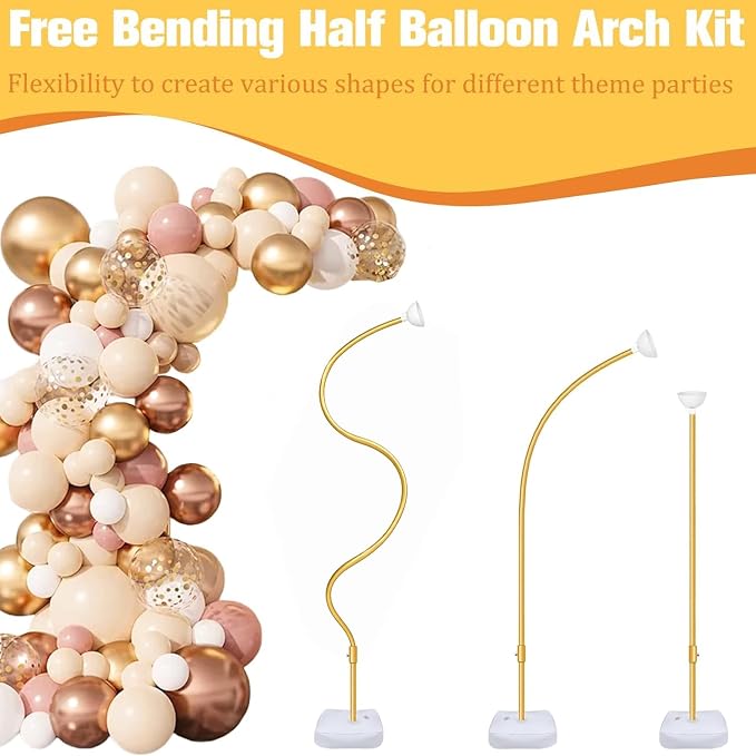 Bazen Balloon Arch Stand Kits Gold 8.2FT&5FT Half Arch Backdrop Stand | Balloon - Image 5