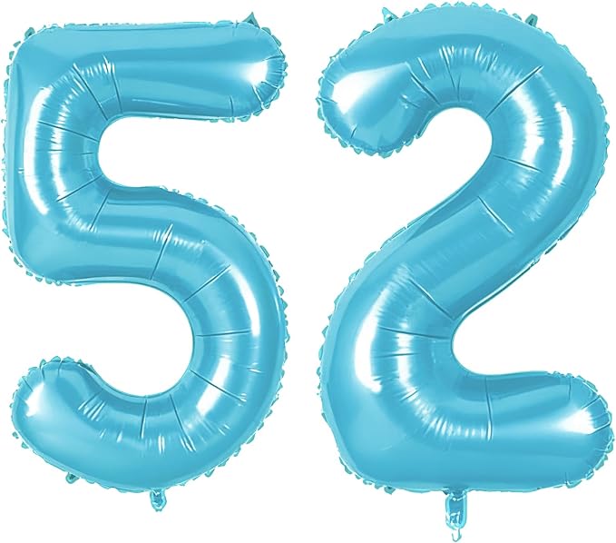 Number 52 Balloons for 52nd Birthday Party Decorations, 0-100 Large No.52 by Joycard