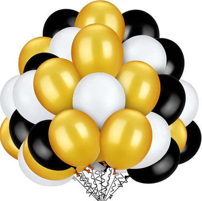 TecUnite 100 Pcs Black Gold White Latex Balloons 13 Inch Colorful Round Balloons by TecUnite