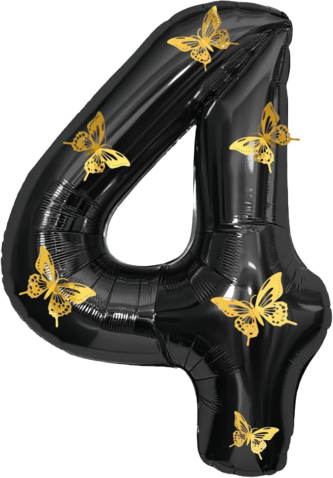 40 Inch Black Number 4 Balloon by GLASNES
