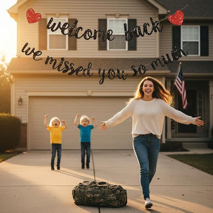 Welcome Back We Missed You So Much Banner, Glitter Welcome Back Sign - Image 3