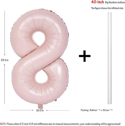 40 In Matte Pink Number Balloons Helium Foil Mylar Balloon Party Digital 8 | - Image 2