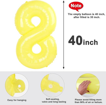 8 Balloon Number 40 Inch Yellow Balloons - Image 5