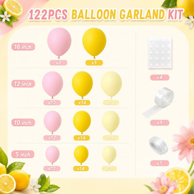 Pink and Yellow Balloon Arch Kit - Image 2