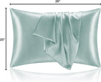 BEDELITE Satin Pillowcase for Hair and Skin, Super Soft and Cooling Similar to Silk Pillow Cases 2 Pack with Envelope Closure, Gift for Women Men(20"x26" Standard Size, Haze Blue)