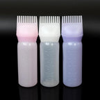 YANTAISIYU Root Comb Applicator Bottle 6 Ounce Hair Oiling Applicator 3 Pieces Hair Dye Bottle Hair Root Comb with Graduated Scale (Pink White Purple)