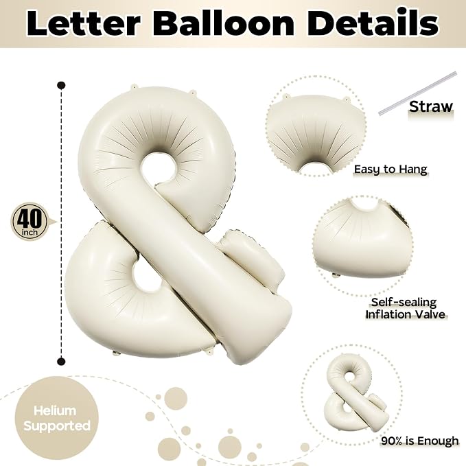 40 Inch Cream Giant Custom Alphabet & Foil Name Balloons - Image 2