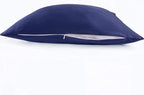 Satin Silk Pillowcase for Hair and Skin, Black Pillow Cases Standard Size Set of 4 Pack Super Soft Pillow Case with Zipper Closure (Navy, Queen(4 Pack))