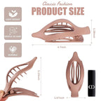 Flat Hair Clips for Women - 6 PCS French Flat Claw Clips Medium Hair Clips for Girls Large Hair Claw Clips for Thick or Thin Hair Strong Hold No Slip Hair Accessories for women (Brown Scarlet)