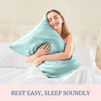 BEDELITE Satin Pillowcase for Hair and Skin, Super Soft Similar to Silk Pillow Cases 4 Pack with Envelope Closure, Cooling Pillowcases for Women Men (20"x36" King Size, Blue Grey)