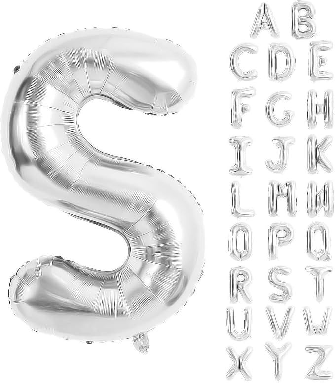 Silver Letter Balloons 40 Inch Large Alphabet Balloon Letter S | Foil Mylar Big by YUNSHANGMO