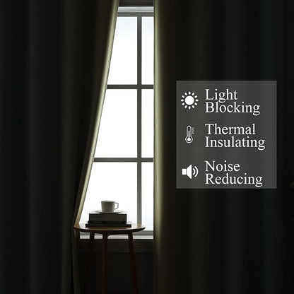Beige and Aqua Ombre Blackout Curtains 90 Inch Length 2 Panels Set, Thermal - Image 3
