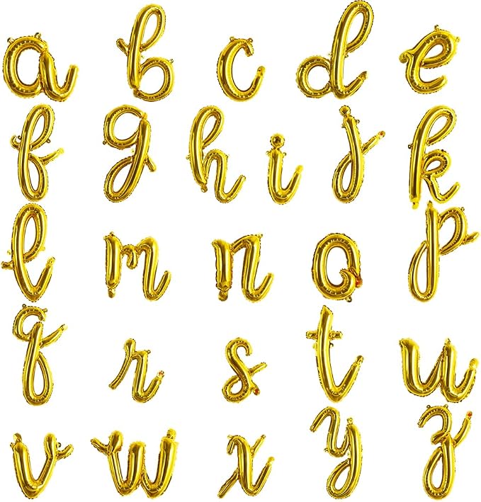 TONIFUL Cursive Gold Letter Balloon 2 Set 16Inch A-Z Custom Alphabet Banner | by TONIFUL