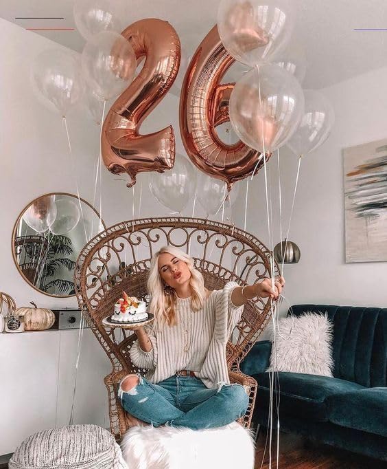 Number 26 Balloons 40 Inch for 26 62 Birthday Party Decorations, Rose Gold | - Image 3